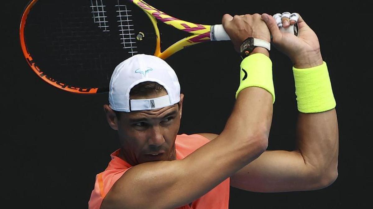 Nadal, durante los entrenamientos del Abierto de Australia