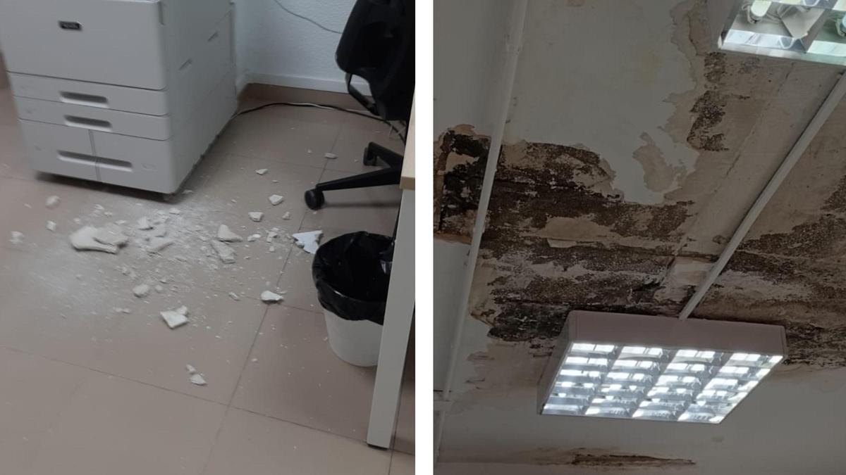 Desprendimientos y humedades en el juzgado 2 de Ontinyent.