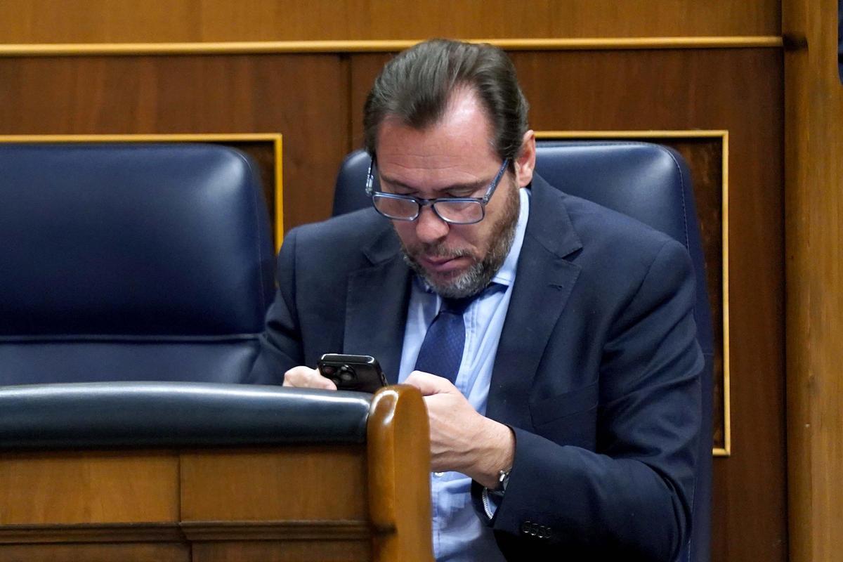 El ministro de Transportes, Óscar Puente, durante una sesión de control al Gobierno.