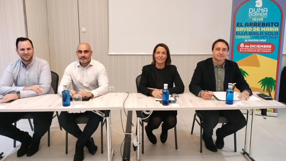 De izquierda a derecha Pablo Borho, Duke Abengózar, la alcaldesa Yolanda Pastor y el concejal Salvador Llopis en la rueda de prensa.