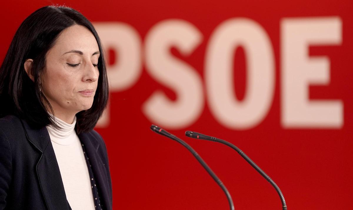 Rebeca Torró, secretaria de organización del PSOE, durante la rueda de prensa.