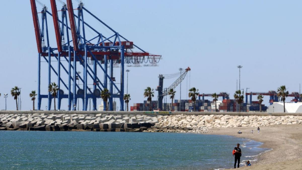 Las grúas de contenedores del puerto de Málaga. | ÁLEX ZEA