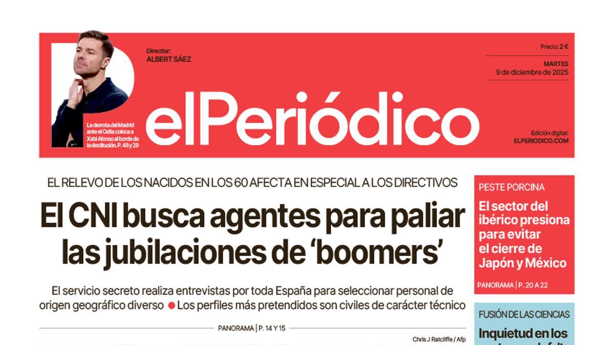 La portada de EL PERIÓDICO del 9 de diciembre de 2025