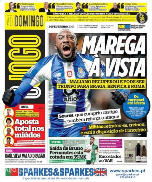 Portada O JOGO domingo 24 febrero 2019