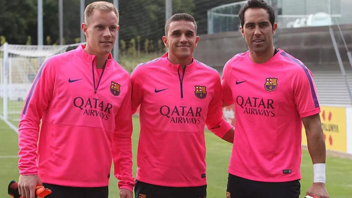 Ter Stegen, Masip y Bravo, los porteros del Barça en la temporada 2014-15. Ter Stegen, Masip y Bravo, los porteros del Barça en la temporada 2014-15.