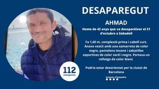 Los Mossos piden ayuda para localizar a Ahmad, desaparecido en Sabadell el 21 de octubre