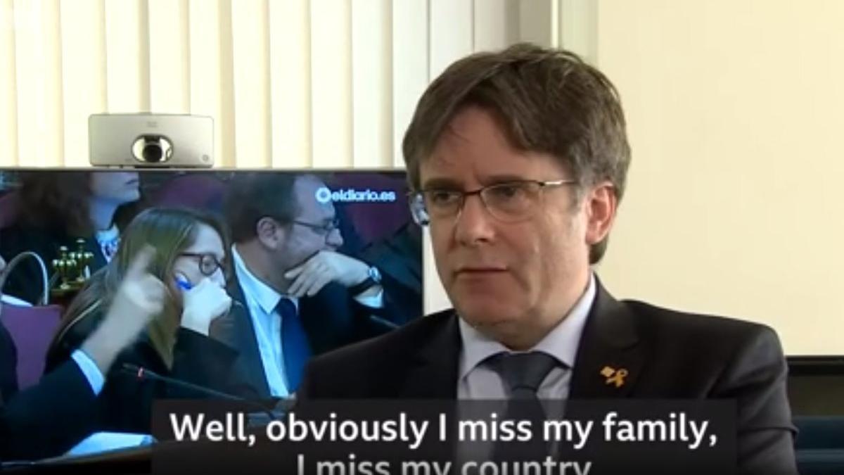 Puigdemont, durante su entrevista con la BBC