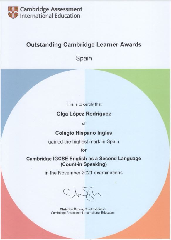 Outstanding Cambridge Leaner Awards.