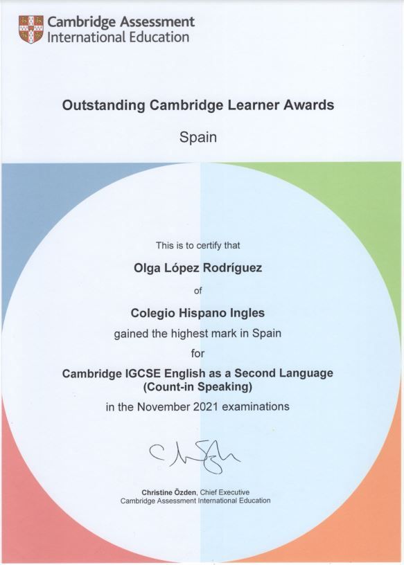 Outstanding Cambridge Leaner Awards.