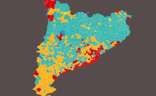 Mapa de Cataluña tras los resultados de las elecciones de 2021.