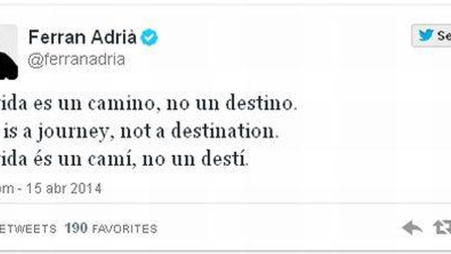 Ferran Adriá se estrena en Twitter