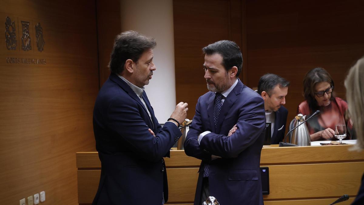 Los portavoces de PP y Vox en la comisión audiovisual, José Juan Zaplana y Joaquín Alés, respectivamente.