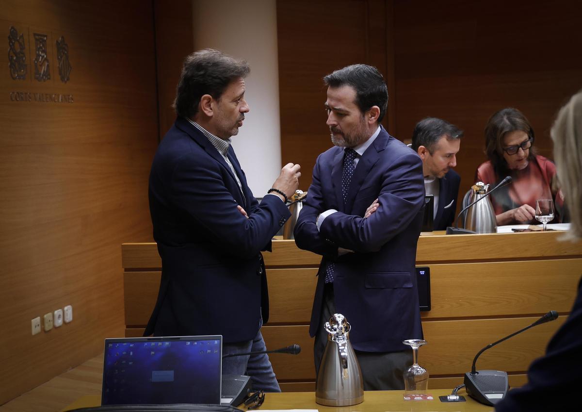 Los portavoces de PP y Vox en la comisión audiovisual, José Juan Zaplana y Joaquín Alés, respectivamente.