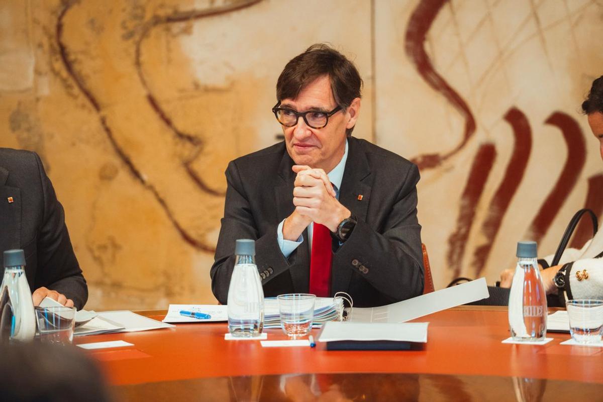El president de la Generalitat, Salvador Illa, en la reunión del Govern de este martes
