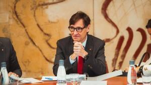 El president de la Generalitat, Salvador Illa, en la reunión del Govern de este martes