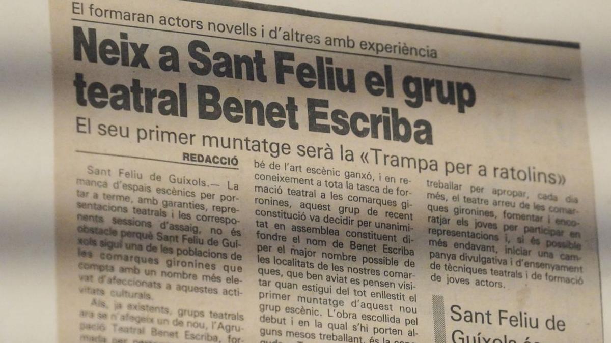 retall del diari anunciant el naixement de Benet Escriba