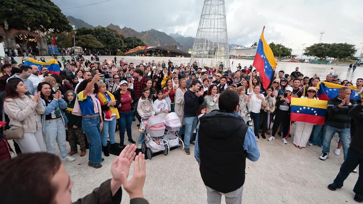 Concentración de venezolanos en Santa Cruz de Tenerife tras el arresto de Nicolás Maduro en una imagen de archivo.