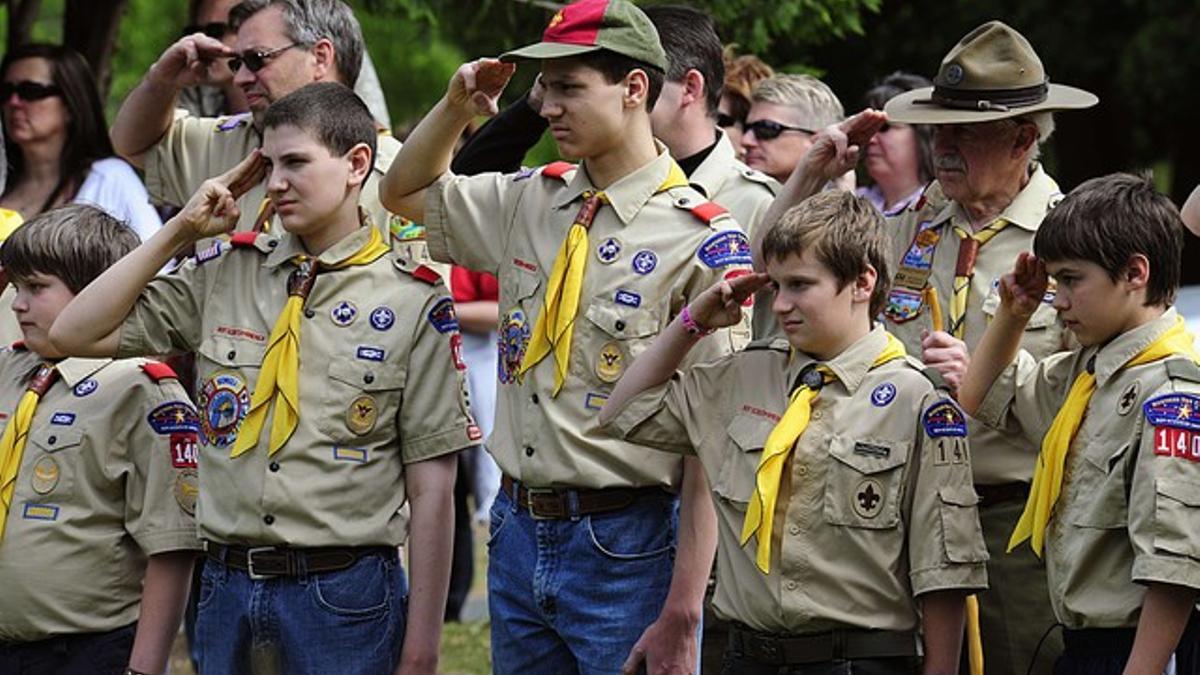 Miembros de los Boy Scouts, en una jura de bandera, en el 2009, en Hudson (Winsconsin).