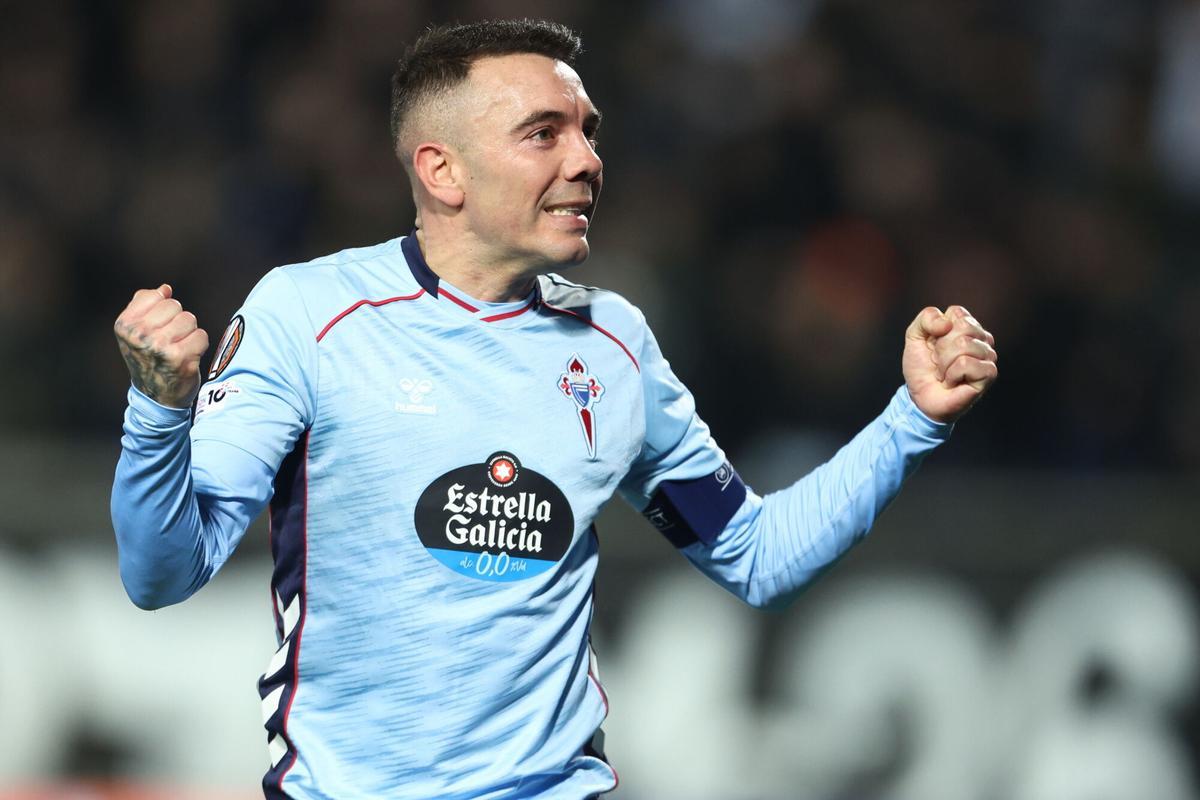 Iago Aspas celebra su tanto contra el PAOK