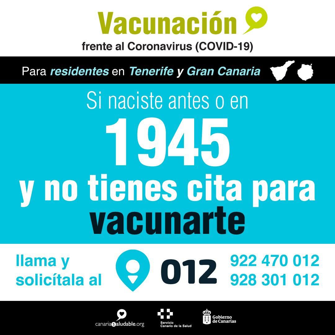 Cita de vacunación para nacidos antes de 1945