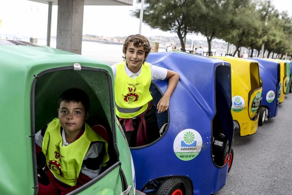 Visita de colegios a una gymkana en el Muro San Lorenzo para celebrar el Día Mundial sin Coche