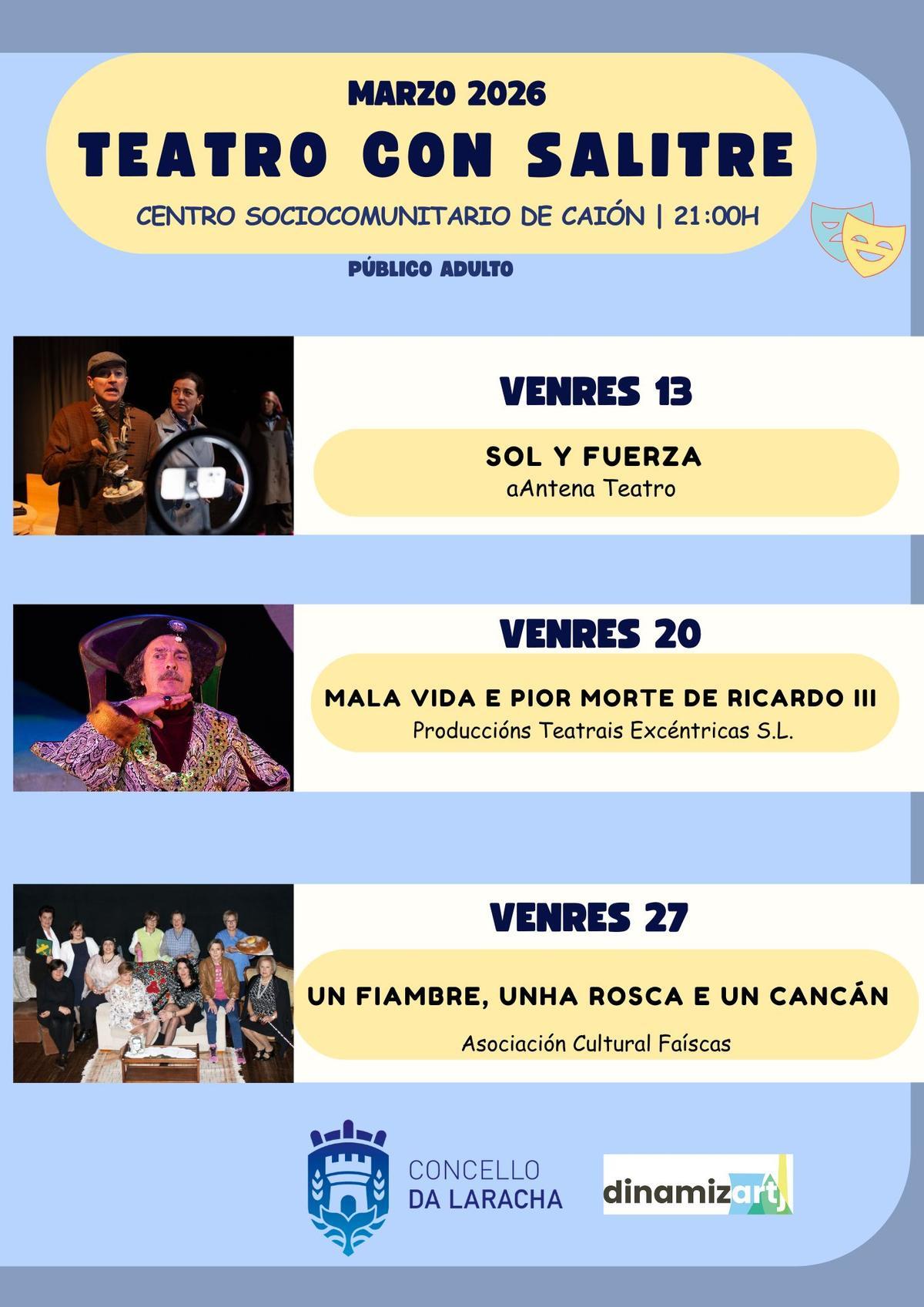 Cartel promocional do ciclo Teatro con Salitre de Caión.