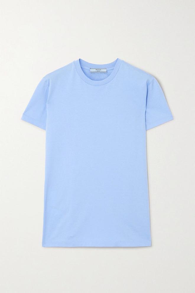 Camiseta azul celeste de manga corta, de Prada