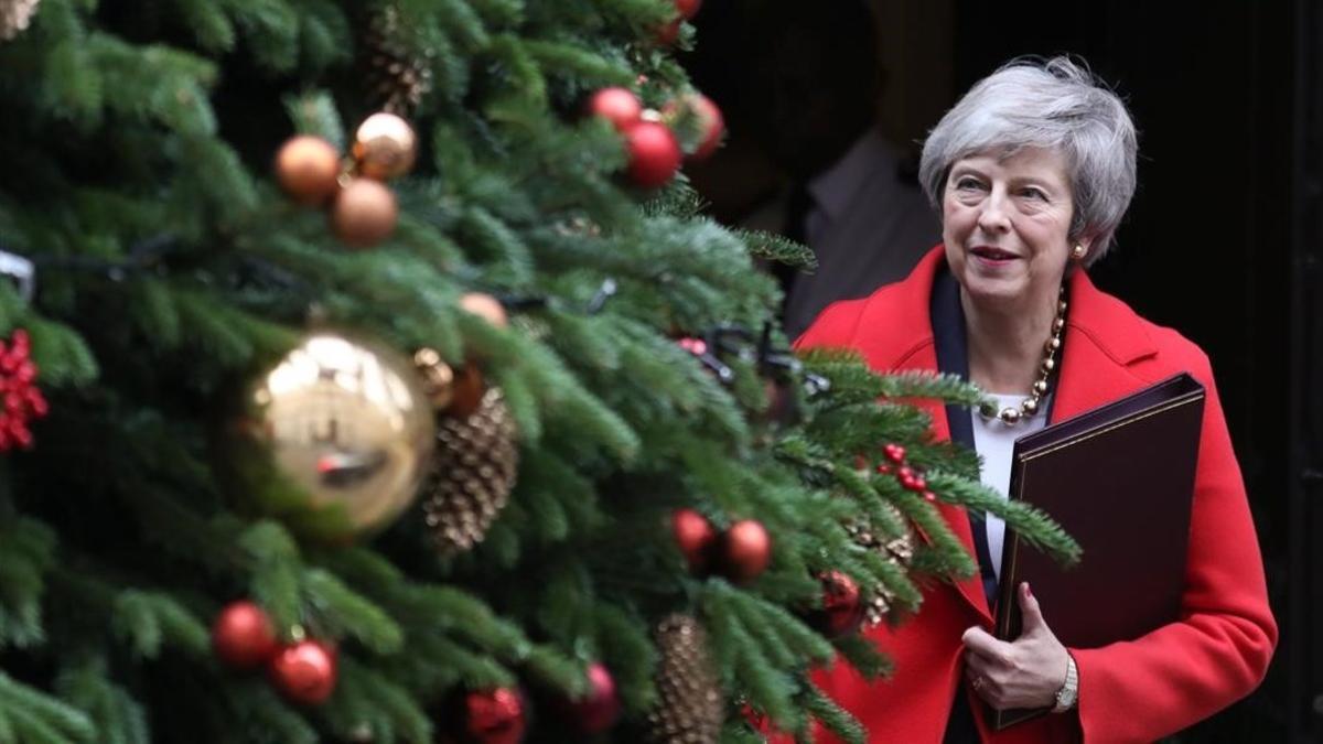 Theresa May en Downing Street, ayer.