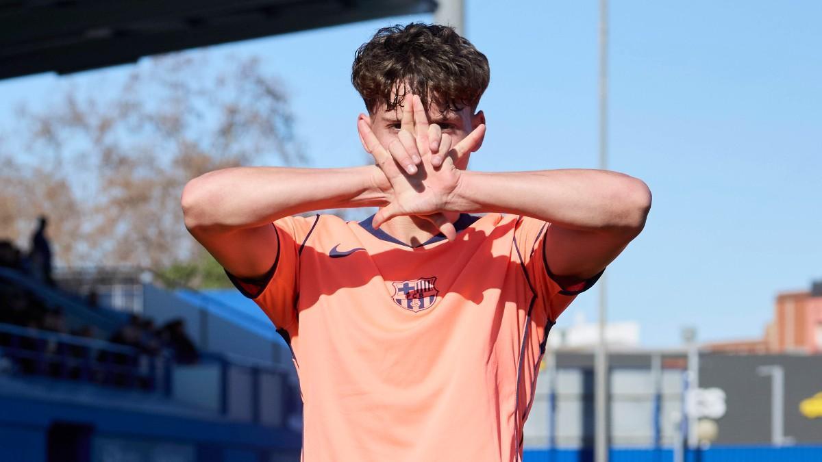 Orian Goren celebra un gol contra el Espanyol