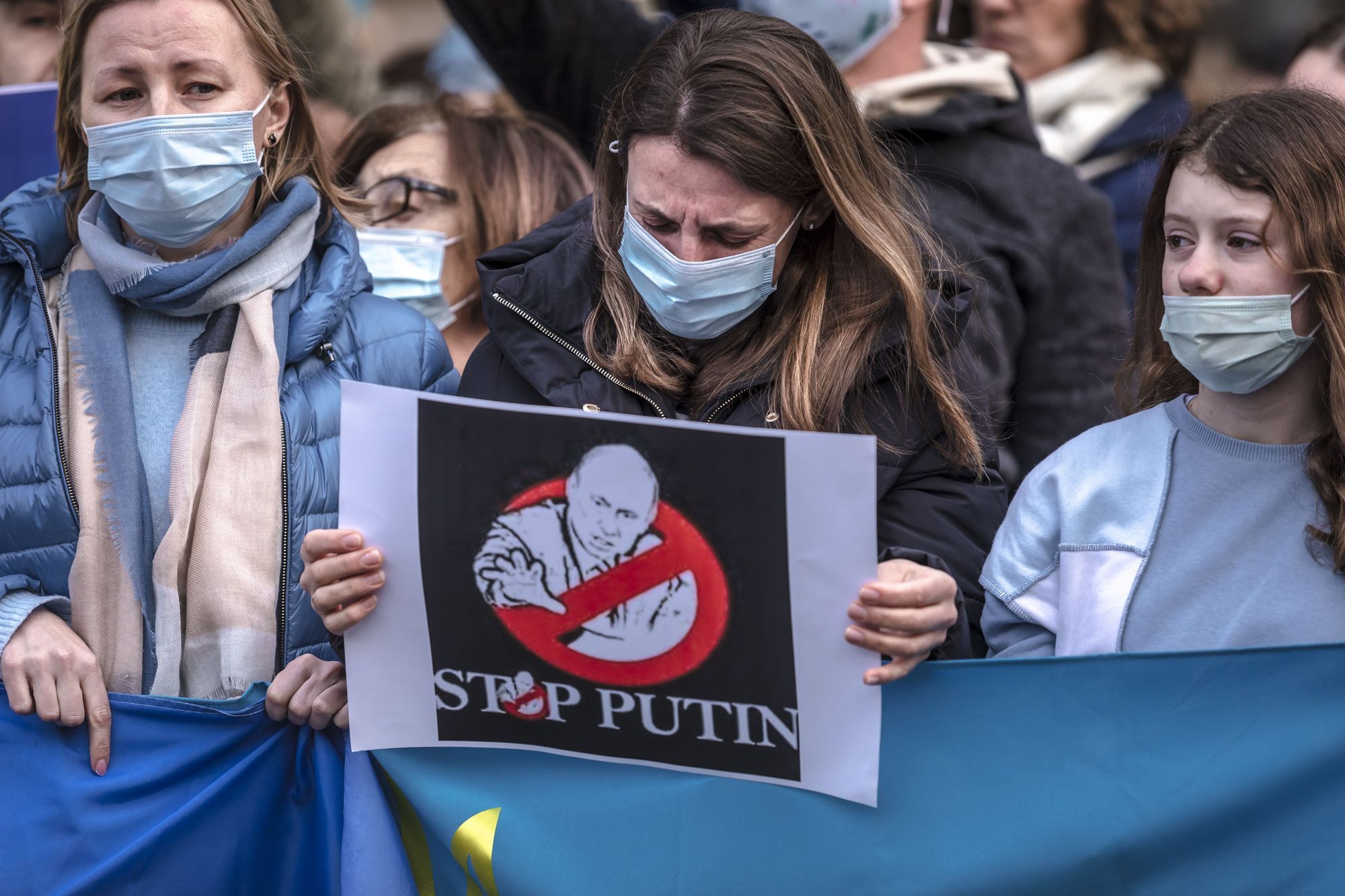 Bewegende Demonstration in Palma gegen die Invasion Russlands der Ukraine.