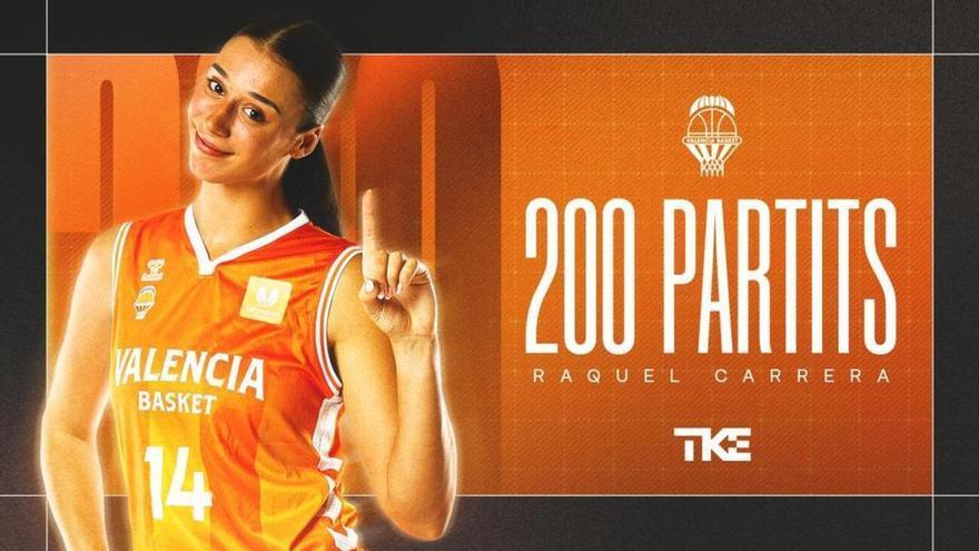 La jugadora Raquel Carrera suma 200 partidos con Valencia Basket y entra en el Top 5 histórico