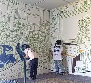 Mural con mensaje en el colegio de Figueiroa
