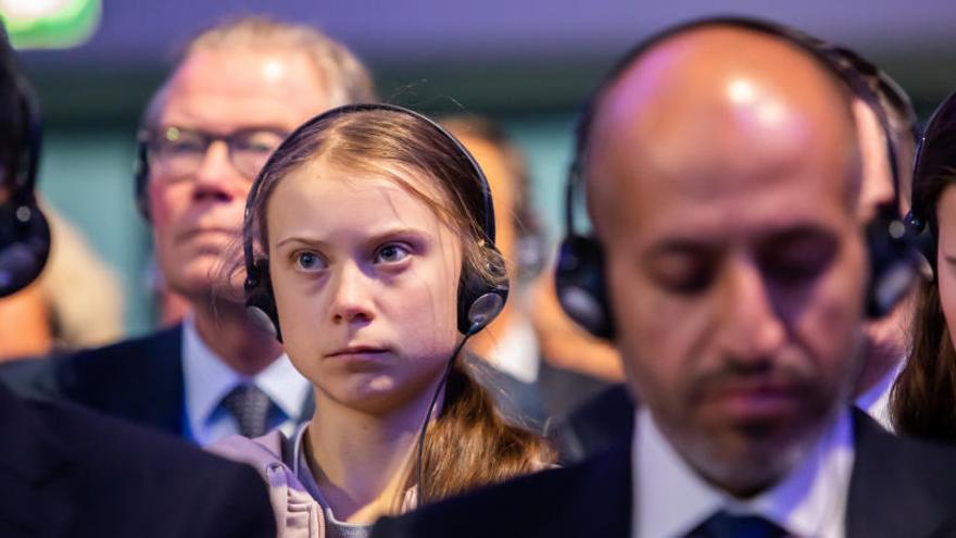 La activista sueca Greta Thunberg, en Davos.