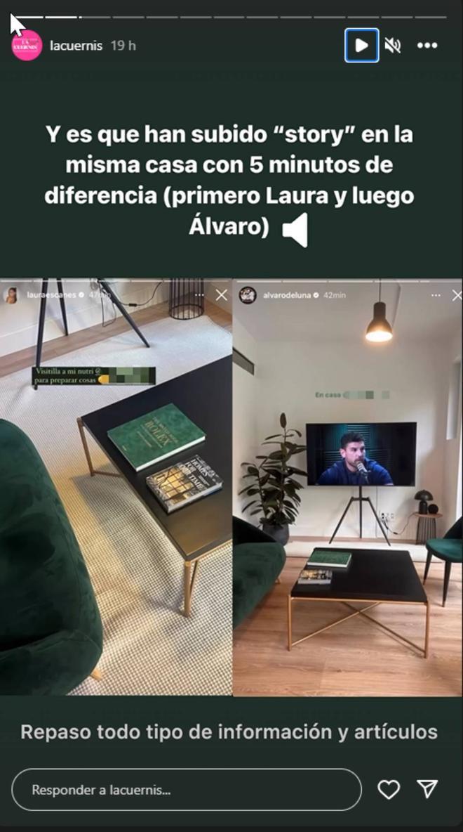 Álvaro de Luna y Laura Escanes publican el mismo stories