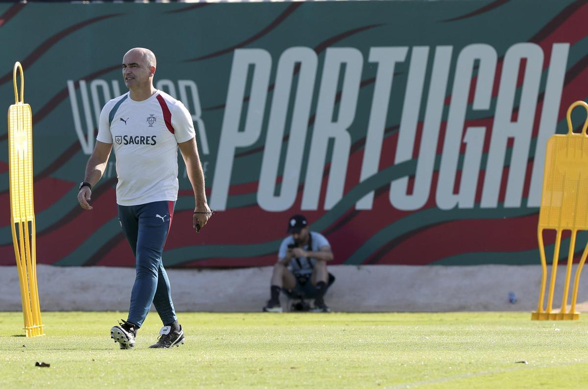 Roberto Martínez durante un entrenamiento preparatorio de Portugal