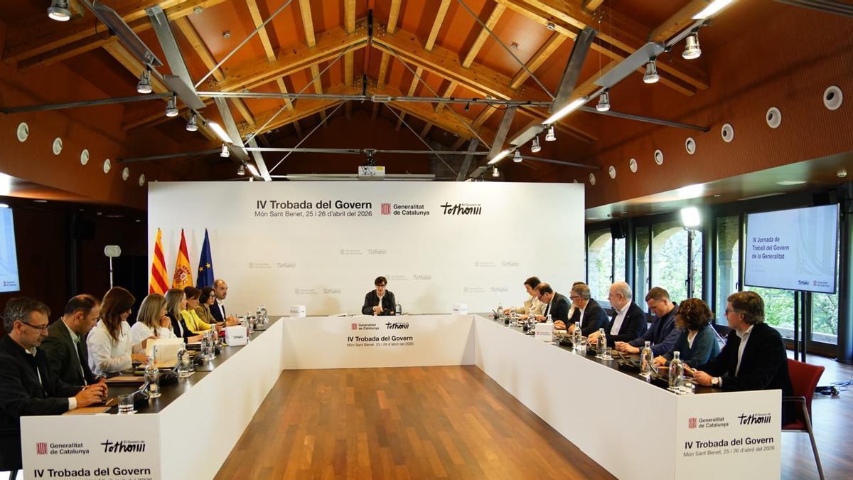 Instants de la reunió del Govern a Sant Benet de Bages