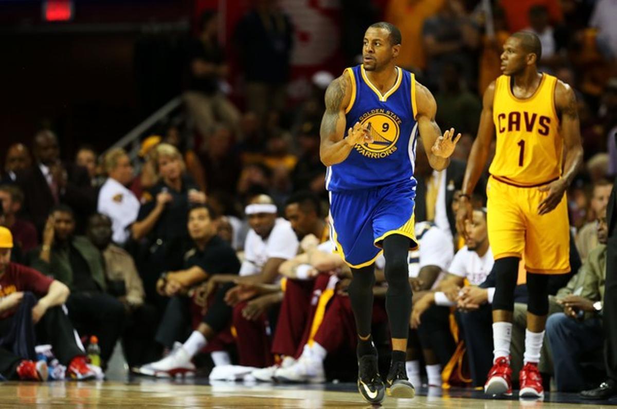 Andre Iguodala celebra una cistella durant el partit davant els Cavaliers. Andre Iguodala celebra una cistella durant el partit davant els Cavaliers.