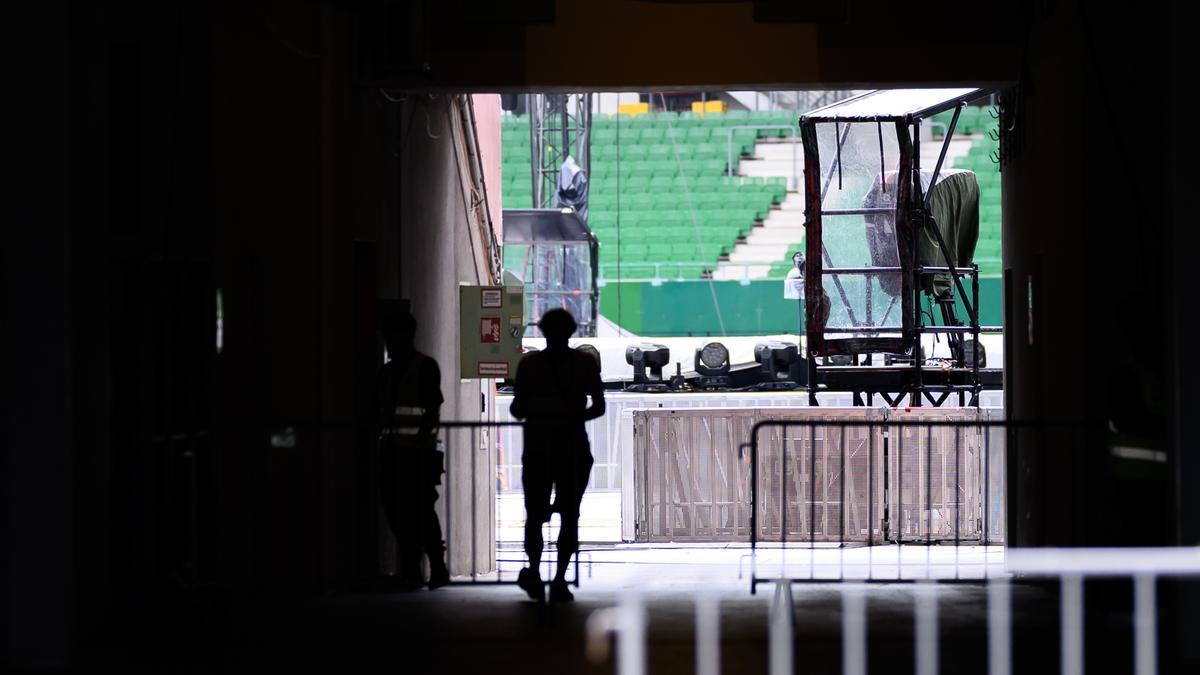 Interior del recinto donde se iban a celebrar los conciertos de Taylor Swift en Viena.