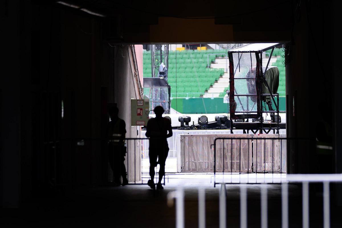 Interior del recinto donde se iban a celebrar los conciertos de Taylor Swift en Viena.