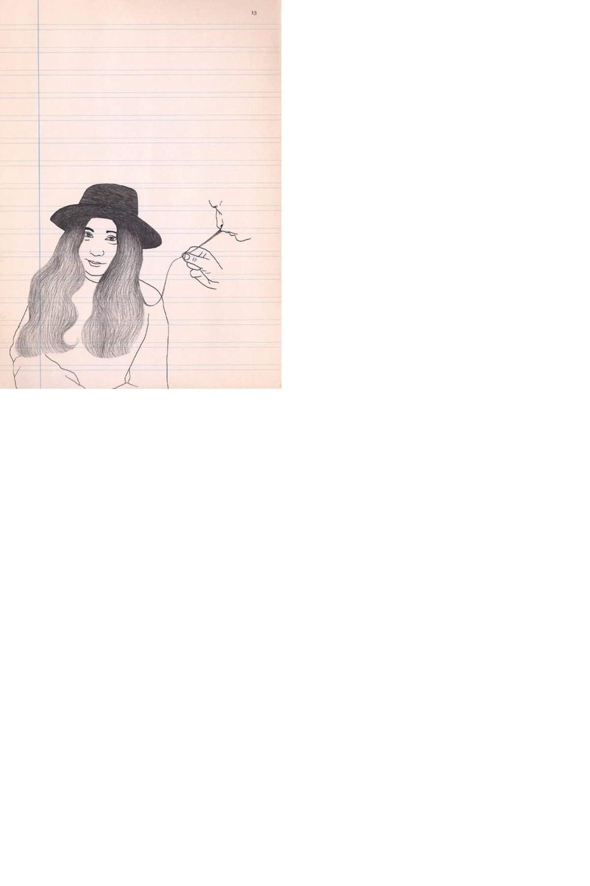 "Burn, Witch, Burn!", obra de Rebeca Lar sobre Yoko Ono y el bigote de Dalí.