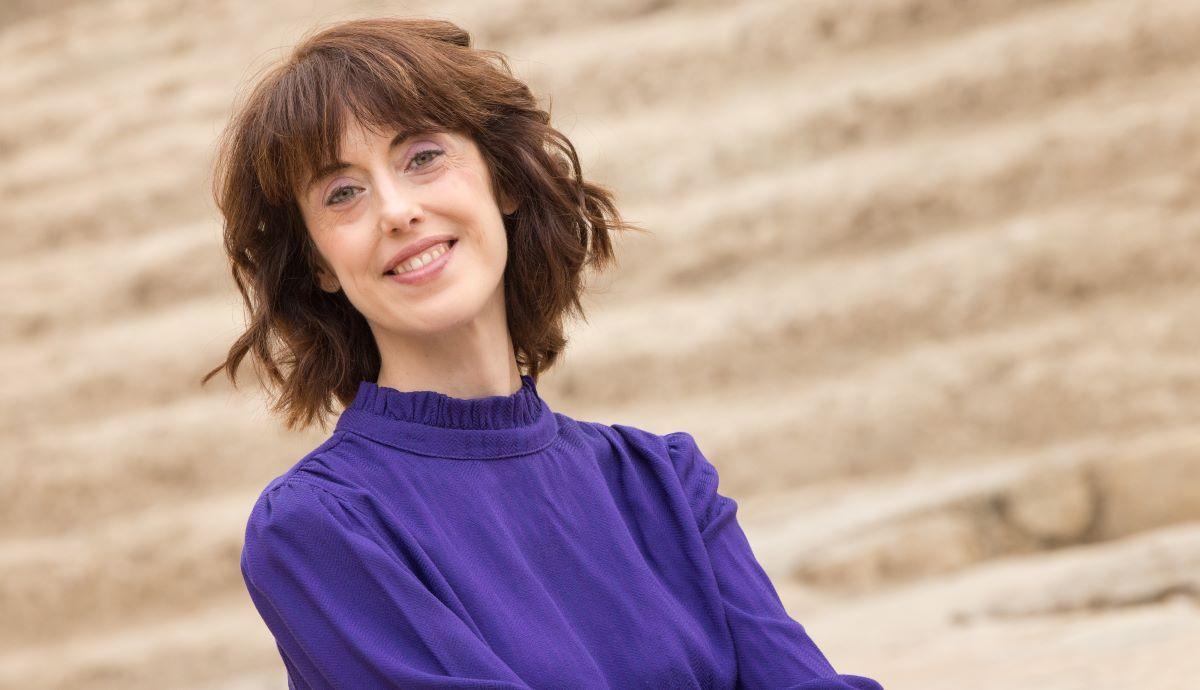 Irene Vallejo, en el teatro romano de Zaragoza