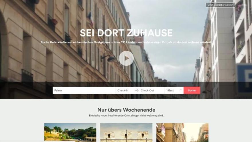 Die Homepage von Airbnb.