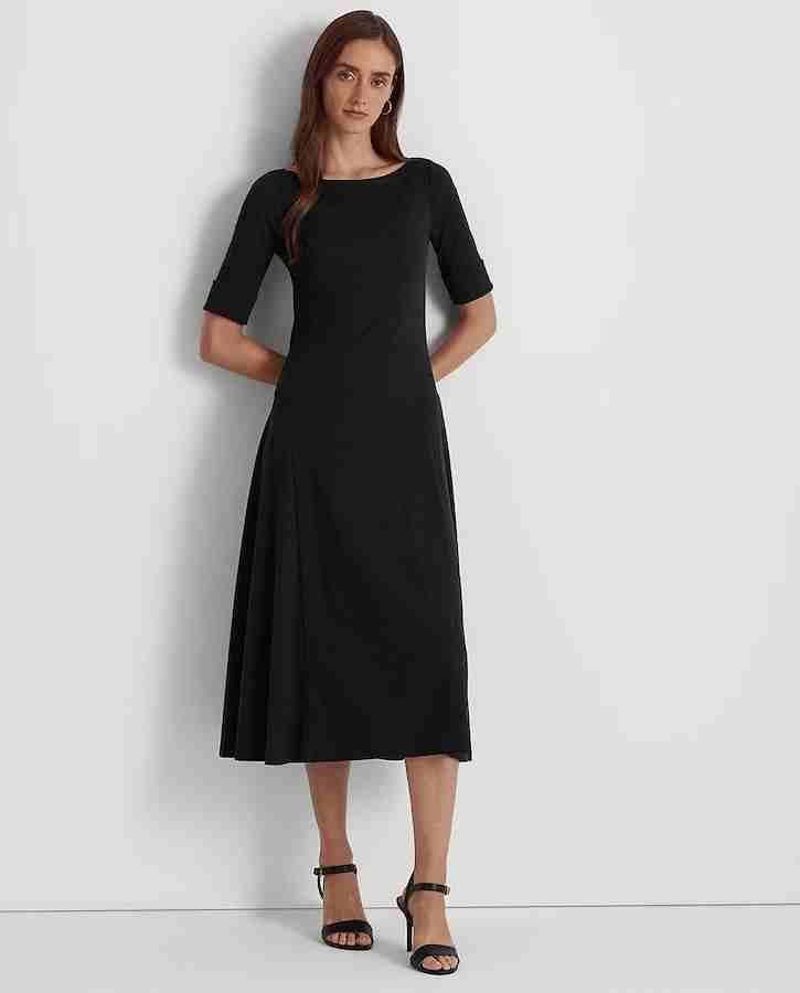 Vestido midi de algodón elástico de Lauren Ralph Lauren