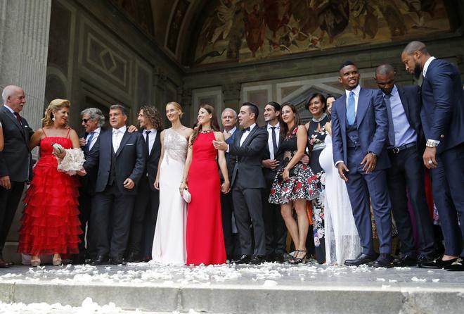 Jugadores del F.C. Barcelona en la boda de Víctor Valdés y Yolanda Cardona