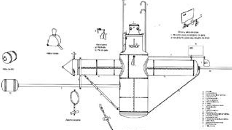 Plano del sumergible de Sanjurjo Badía.