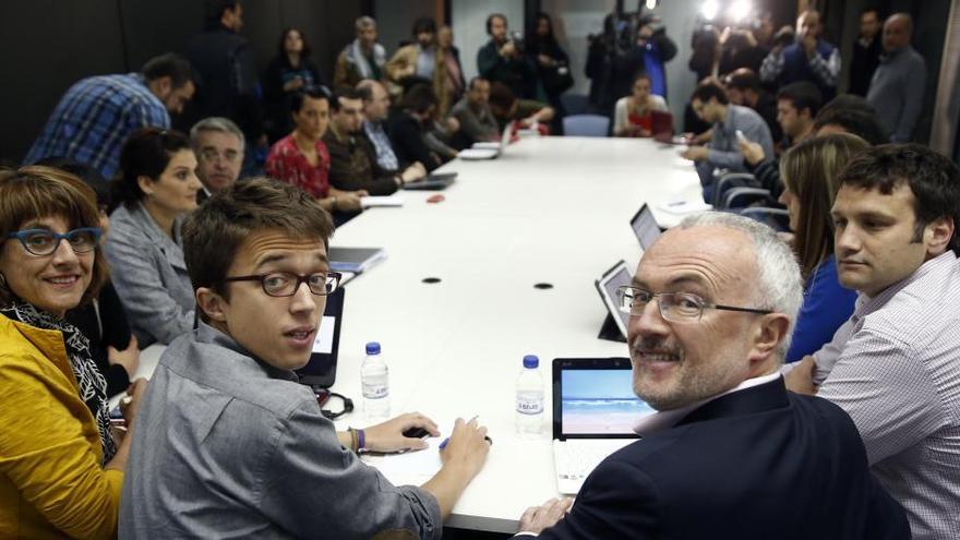 Errejón y Montiel, en la reunión de hoy de Podemos