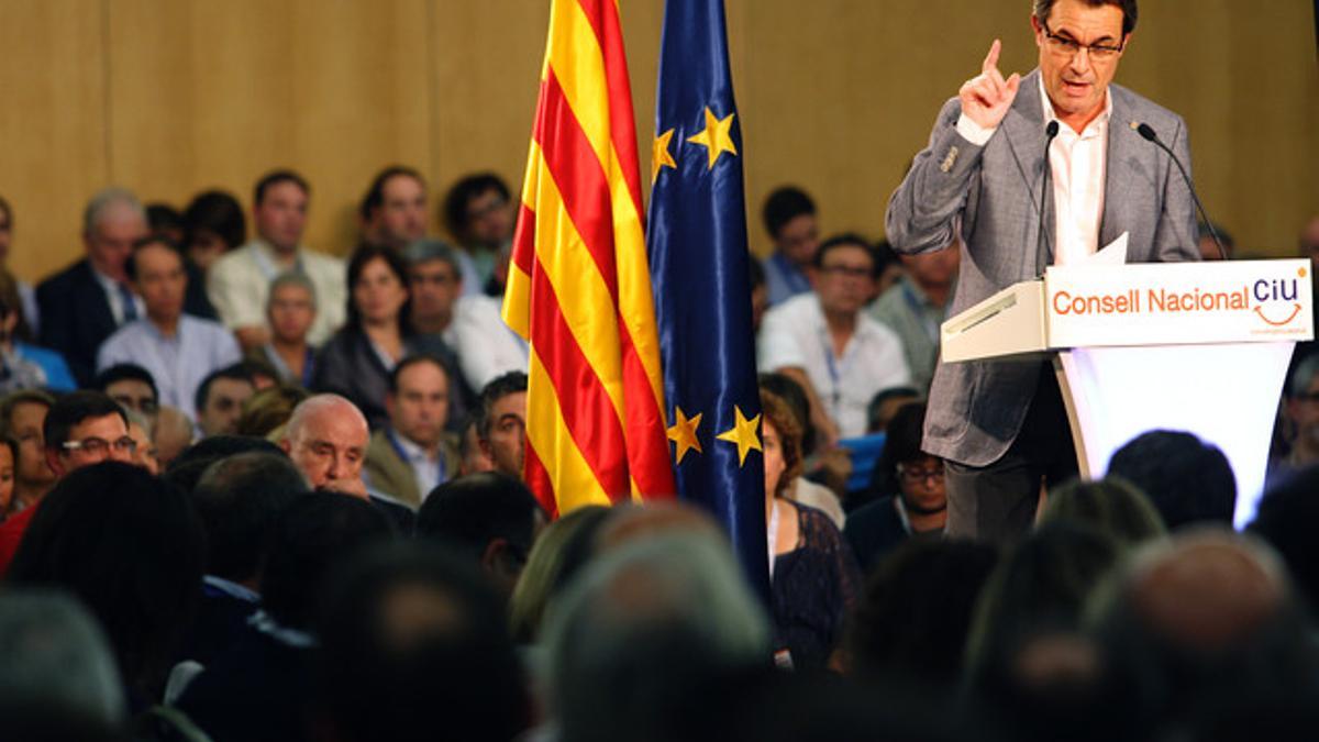 Artur Mas, durante el consell nacional de CiU, el domingo.