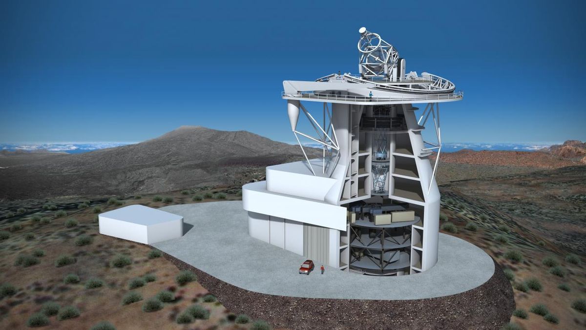 Maqueta del futuro Telescopio Solar Europeo (EST).