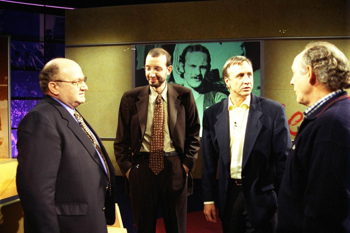 Melero Guaza, a la izquierda, y Cruyff y Clares, a la derecha, protagonistas de la anécdota de 1977