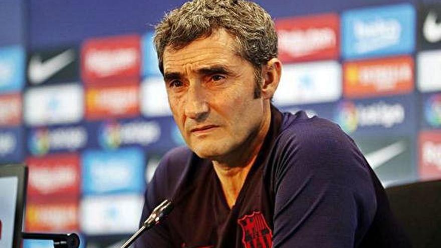 Ernesto Valverde va atendre els mitjans ahir, un dia abans de rebre el Valladolid.